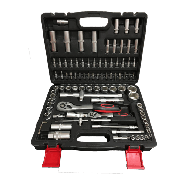 KIT CAIXA DE FERRAMENTAS COM 94 PÇS + FERRAMENTA EXTENSORA + KIT TORX DE MÃO E UM COPO STANLEY PERSONALIZADO - Imagem 3